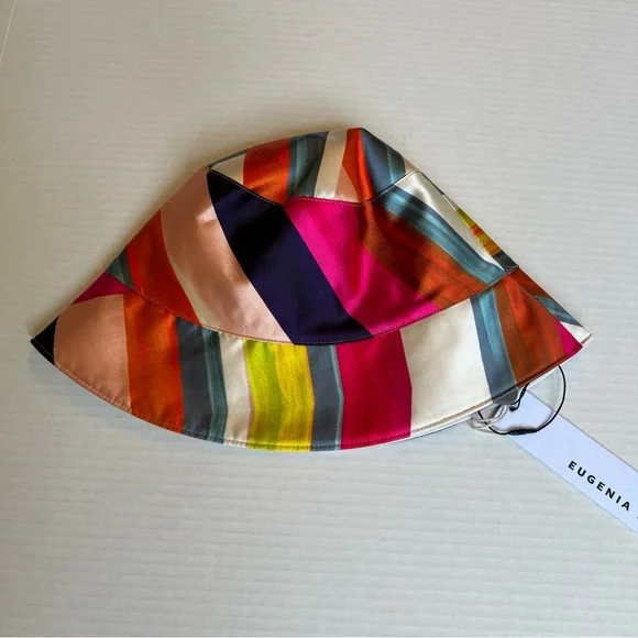 Eugenia Kim OS Charlie Bucket Hat Pink Yellow Brown Blue Linen Blend PackableNWT - Picture 1 of 5